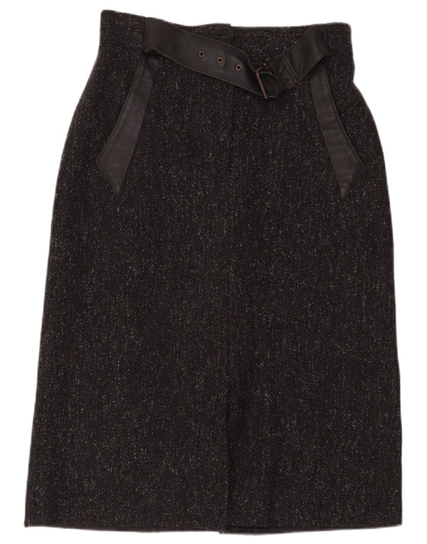 Next Womens Midi Skirt UK 14 Medium W32 Black Flecked Merino Wool