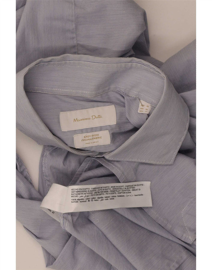 Massimo Dutti Herreskjorte str. 41 Medium Blue Pinstripe Cotton Classic