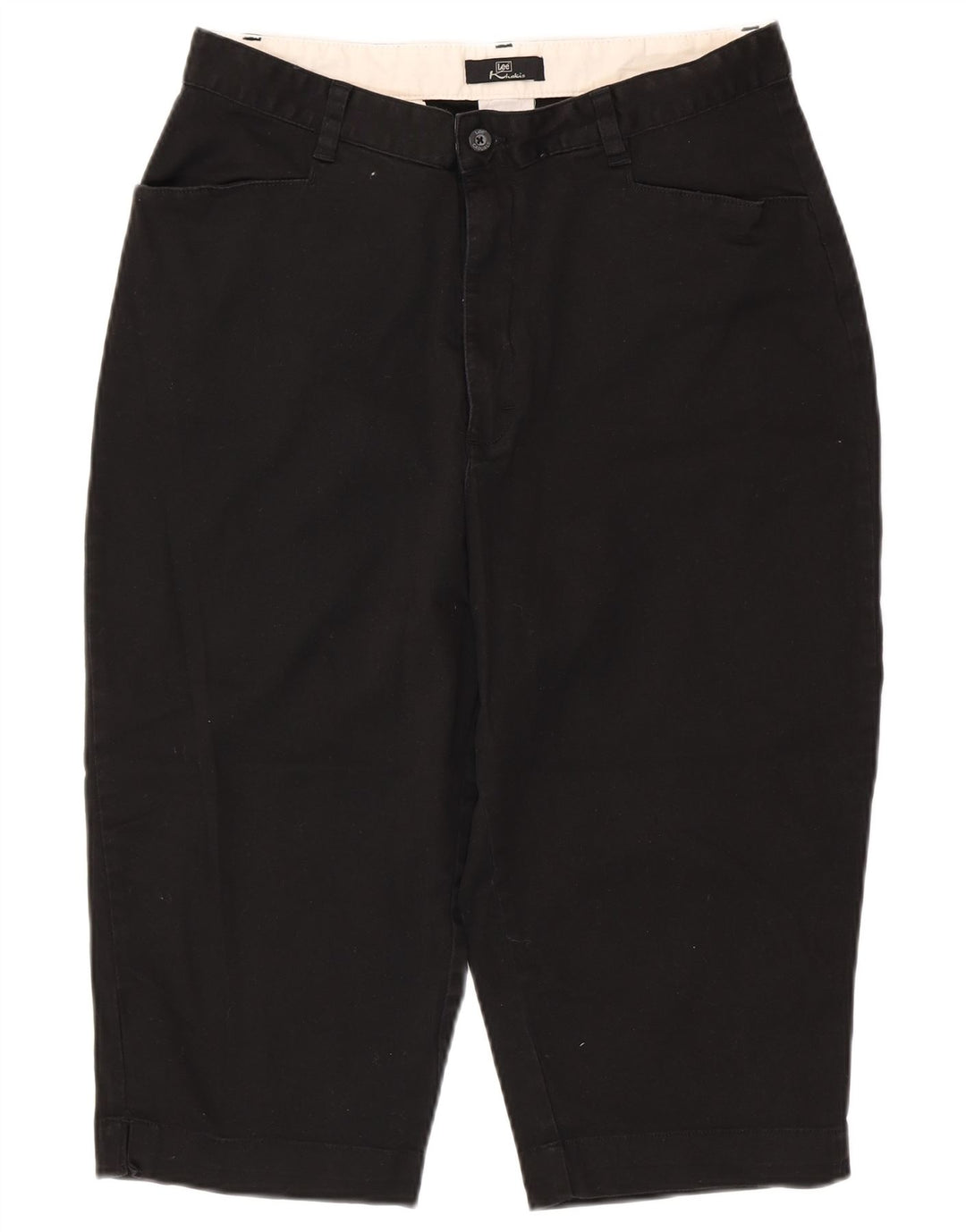 LEE Kvinder Khakis Højtaljede Capri Bukser US 16 2XL W32 L18 Sort Bomuld