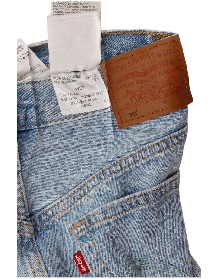 LEVI'S Womens 501 højtaljede denimshorts W27 Små blå bomuld