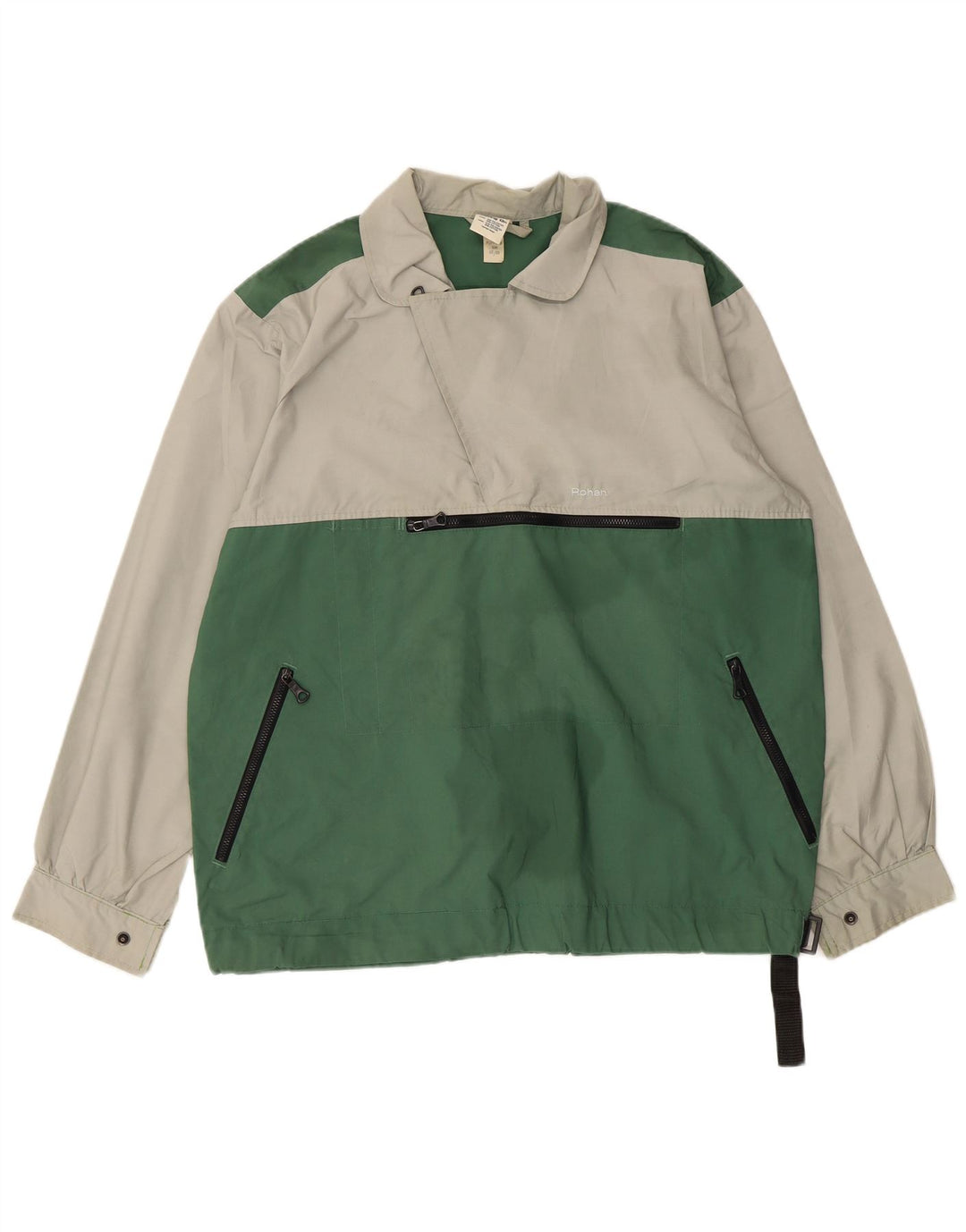 ROHAN Herre Pullover Windbreaker Jacket UK 36 Small Green Colourblock