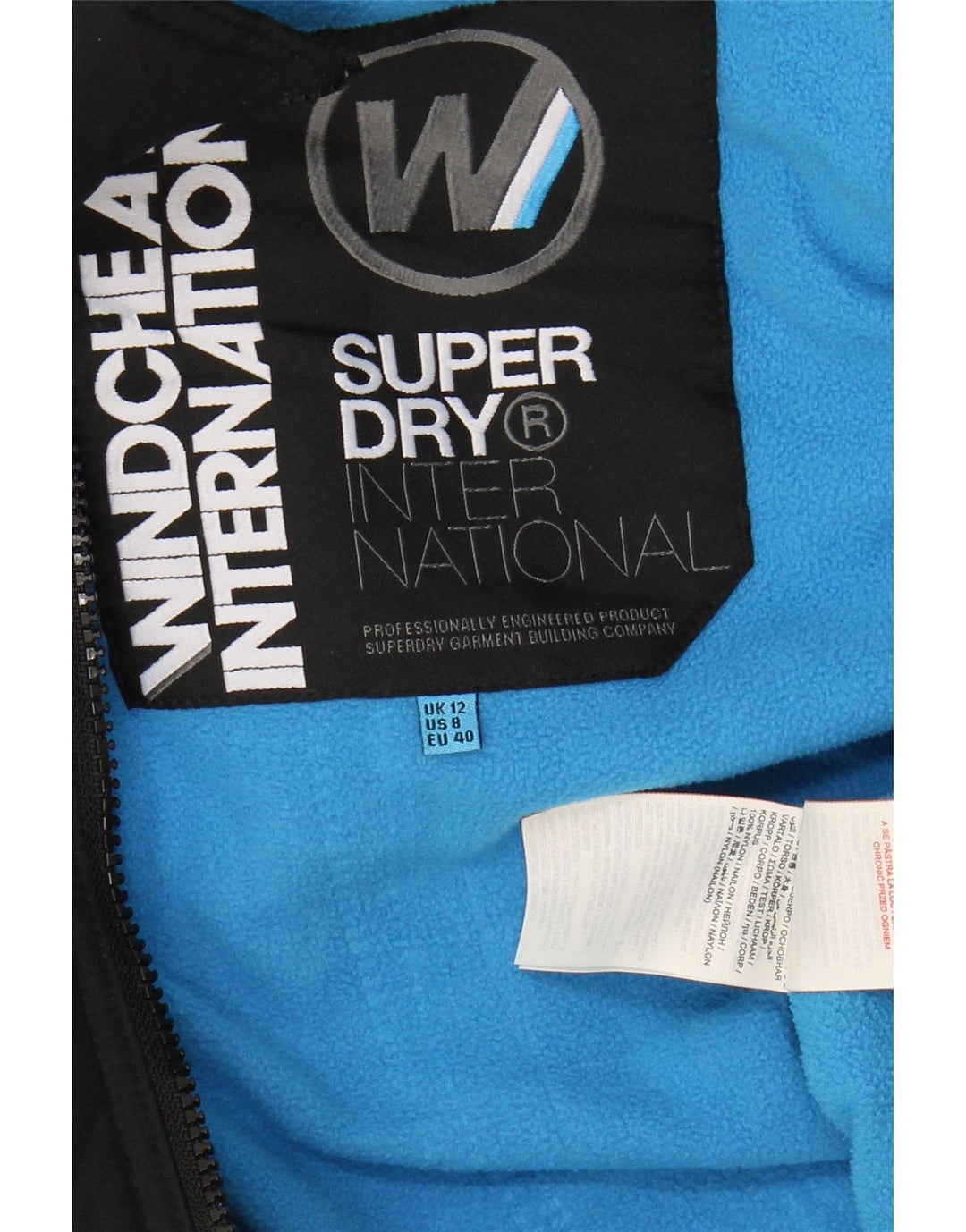 SUPERDRY Vindjakke med hætte til kvinder UK 12 Medium Sort Nylon