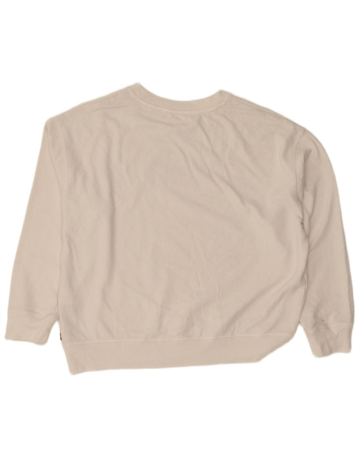 Levi's Dame Grafisk Sweatshirt Jumper UK 18 XL Hvid Bomuld