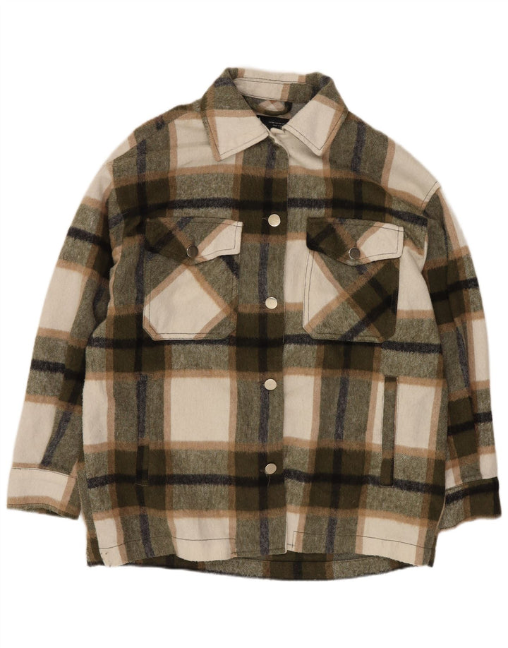 Zara Dame Oversized Shacket Jacket UK 6 XS Khaki Check