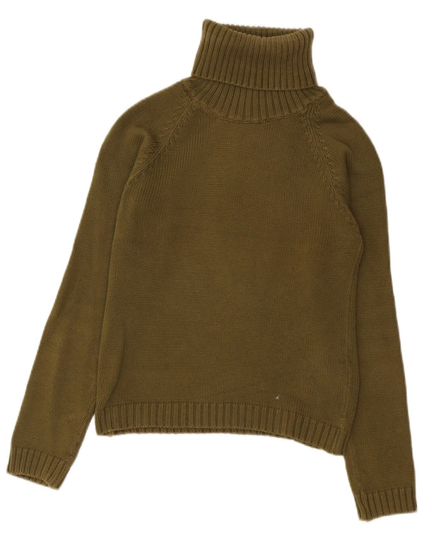 Zara Dame Rullehals Sweater UK 14 Stor Khaki Bomuld