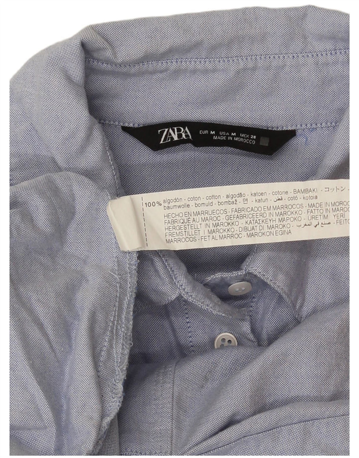 Zara Womens Longline Oversized Shirt UK 14 Medium Blue Cotton