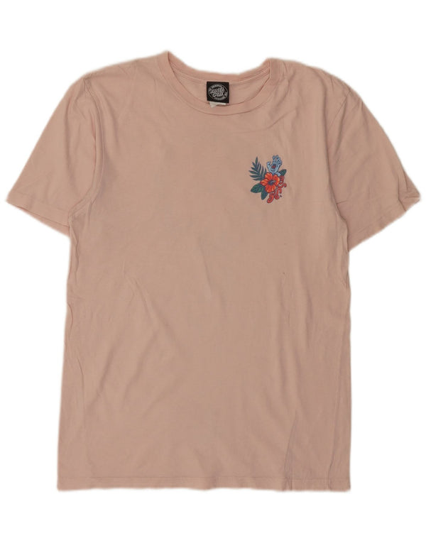 Santa Cruz Mens Graphic T-Shirt Top Medium Pink Floral Cotton