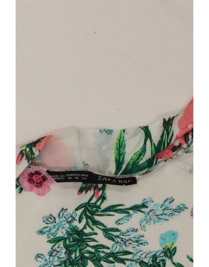 ZAPA Womens Oversized Short Sleeve Cardigan Top UK 14 Medium White Floral Vintage Zapa and Second-Hand Zapa from Messina Hembry 