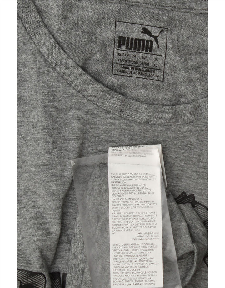 Puma Herre Grafisk T-Shirt Top XL Grå Bomuld