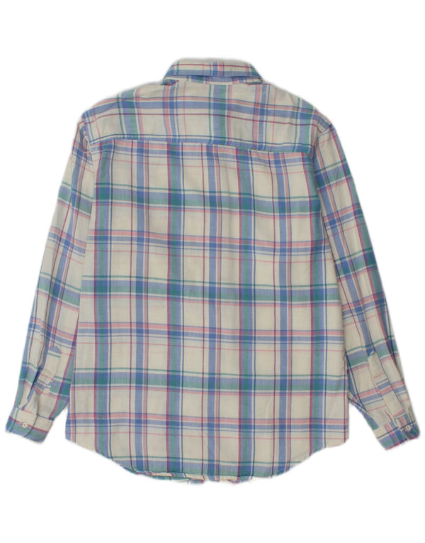 EDDIE BAUER Flanelskjorte til kvinder UK 14 Medium Blue Ternet Bomuld