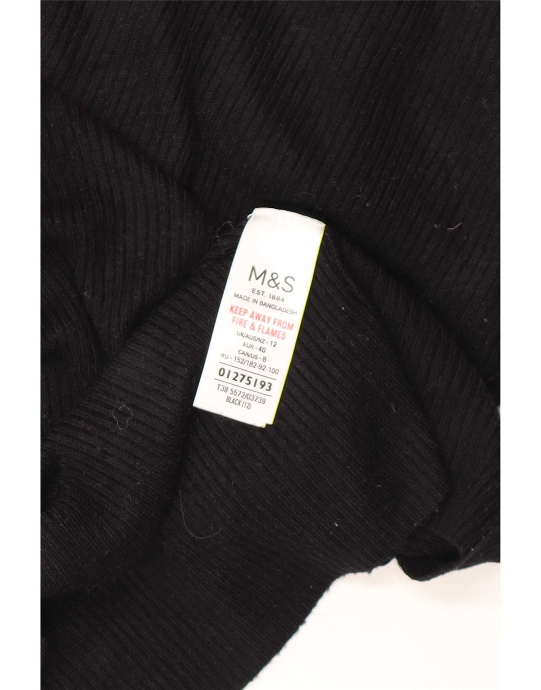 Marks & Spencer Dame Rullehals sweater UK 12 Medium Black Viscose