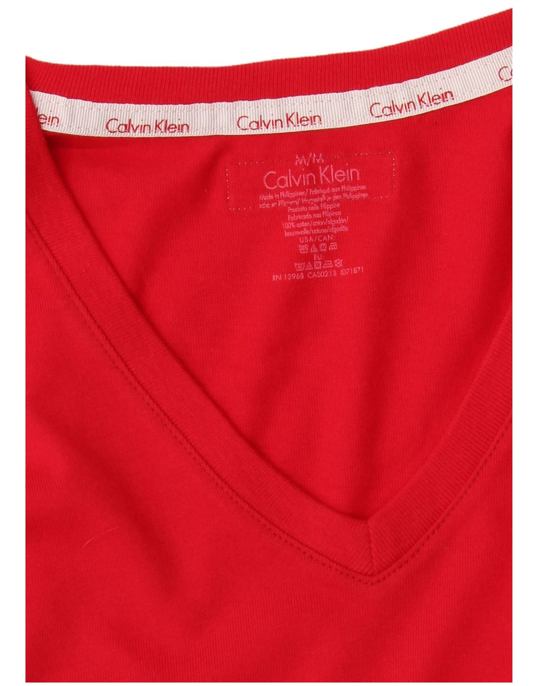 Calvin Klein Dame Top Langærmet UK 12 Medium Rød Bomuld