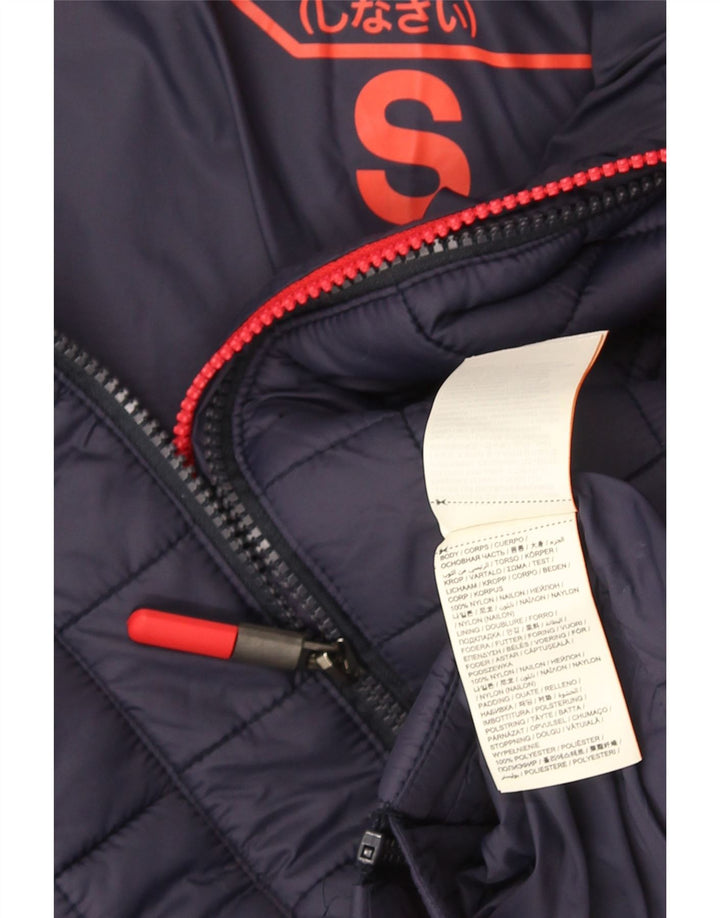 Superdry Polstret hættejakke til kvinder UK 10 Lille marineblå nylon
