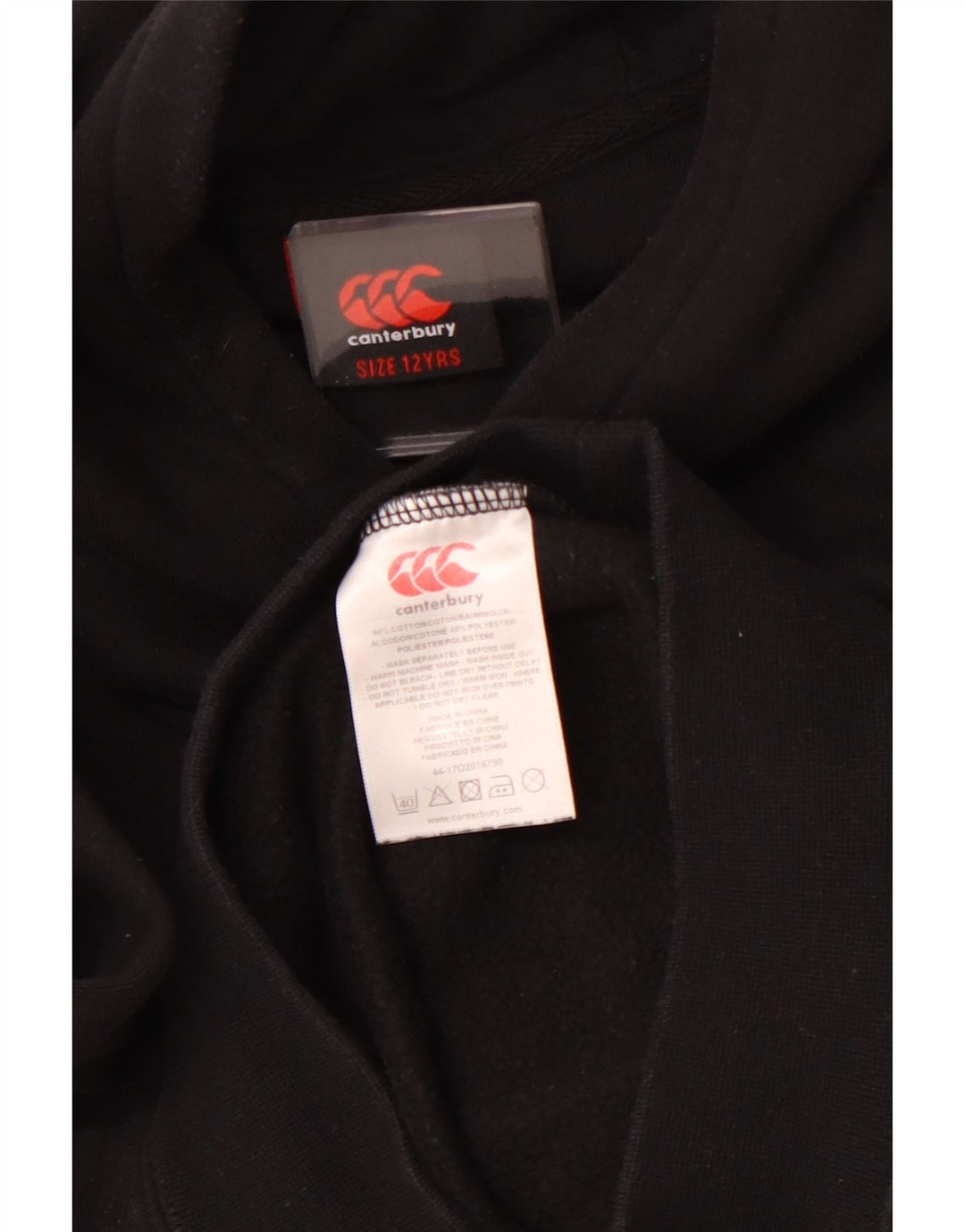 CANTERBURY hættetrøje til drenge 11-12 år Sort bomuld