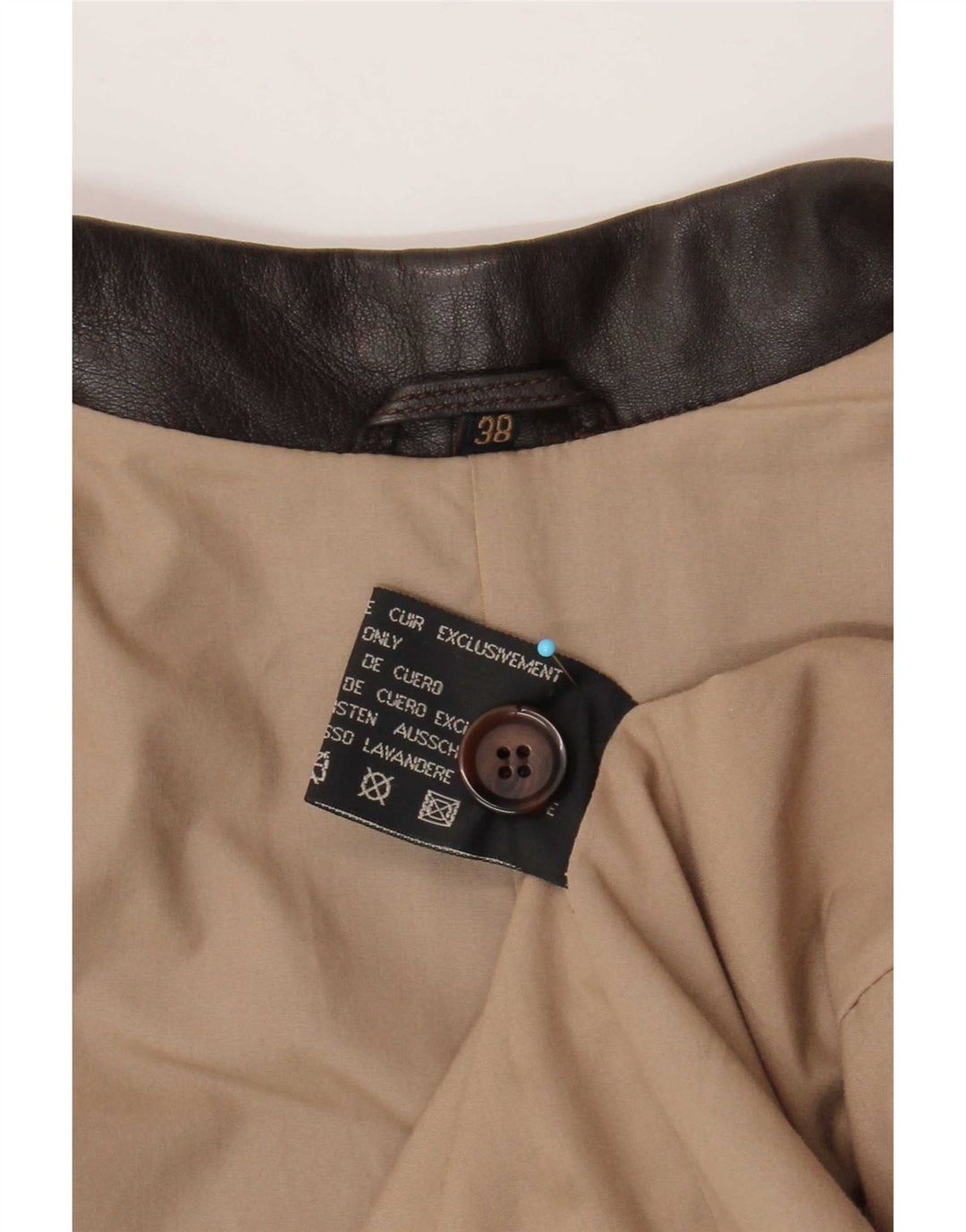 Vintage dame 3-knaps læder blazerjakke EU 38 medium brunt læder