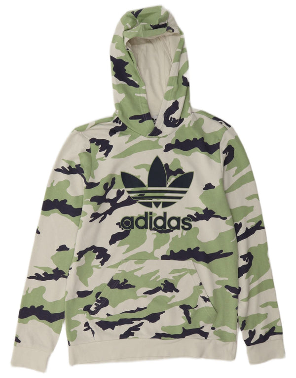 Adidas Grafisk hættetrøje til drenge 14-15 år Grøn Camouflage Bomuld