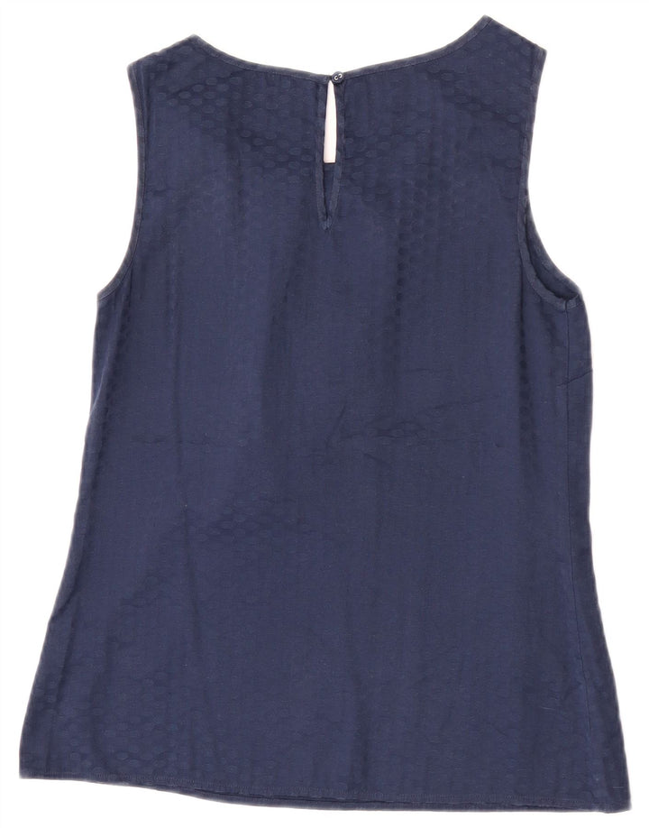 Oasis Dame ærmeløs bluse Top UK 12 Mellem marineblå plettet polyester