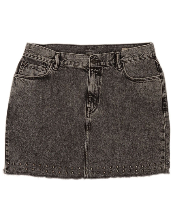 All Saints Dame Mini Denim Nederdel UK 14 Large W32 Grå Bomuld