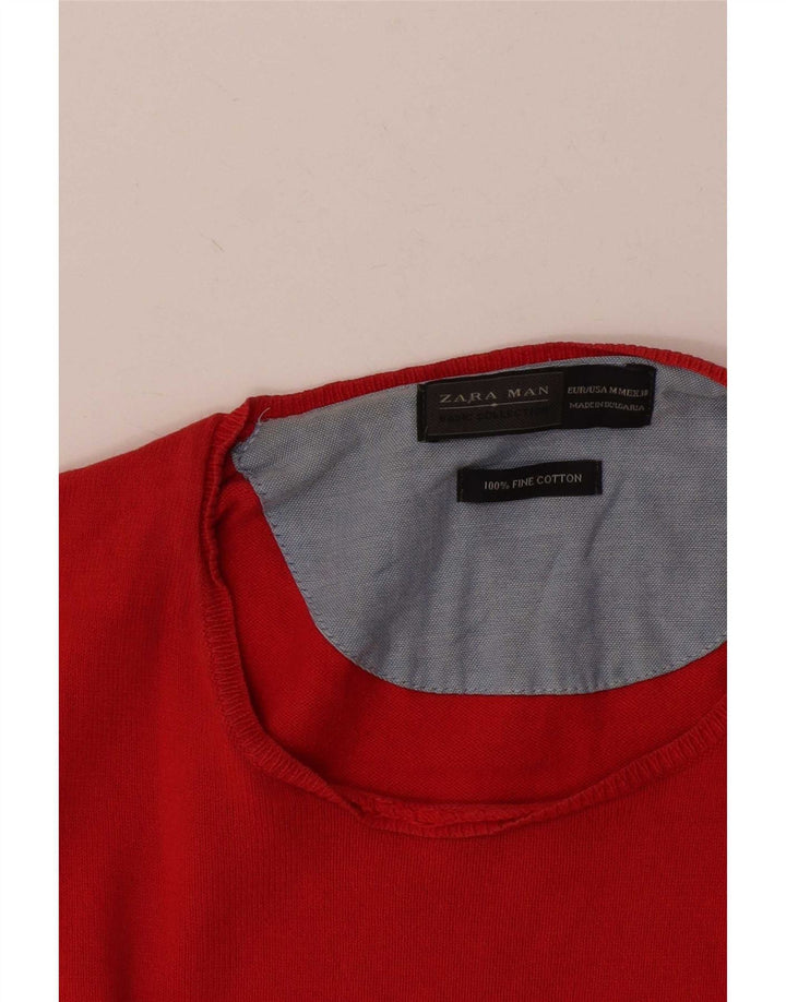 Zara Herre Boat Neck Jumper Sweater Medium Rød Bomuld