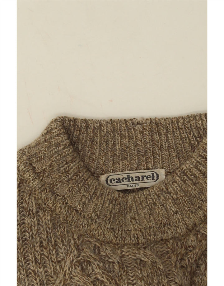 Cacharel Herre Crew Neck Jumper Sweater Large Beige Fair Isle