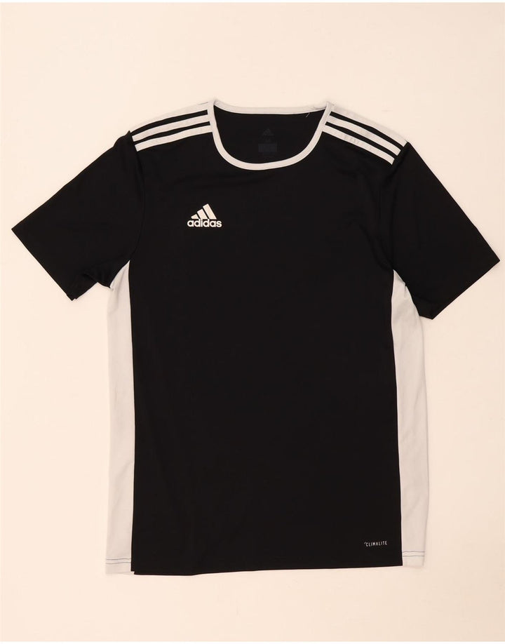 Adidas Herre Climalite T-Shirt Top Medium Sort Colourblock Polyester
