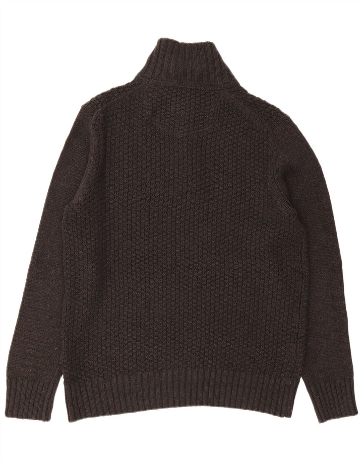 Fat Face Herre Zip Neck Jumper Sweater Stor Grå Bomuld