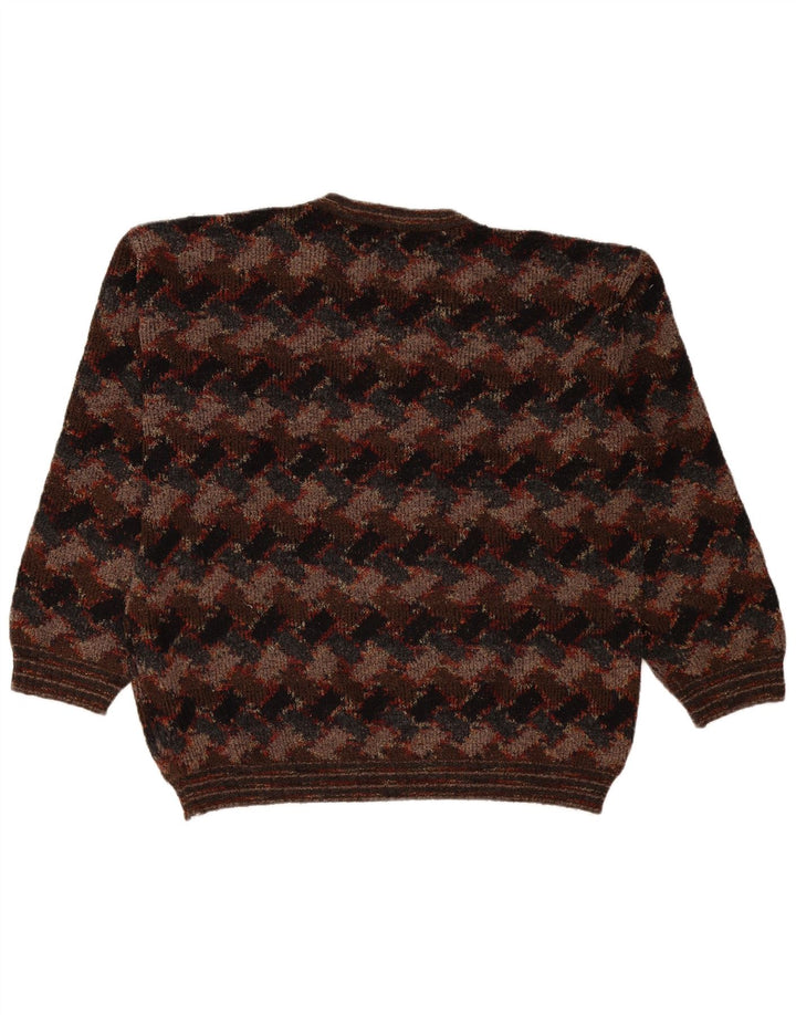 West Port Herre V-hals sweater Stor Brun Geometrisk
