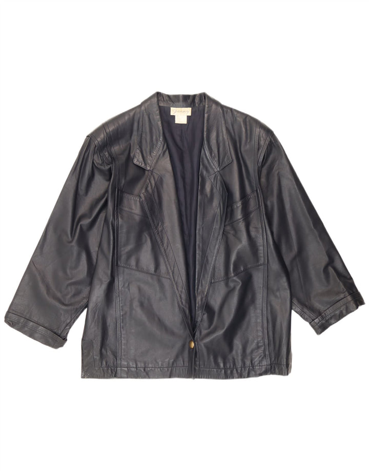 Genny Dame Læderjakke UK 16 Large Navy Blue Læder