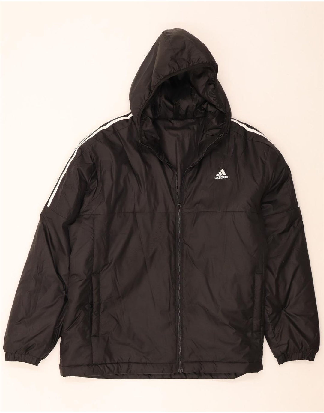 Adidas Herre Hooded Windbreaker Jacket UK 44 2XL Sort Polyester