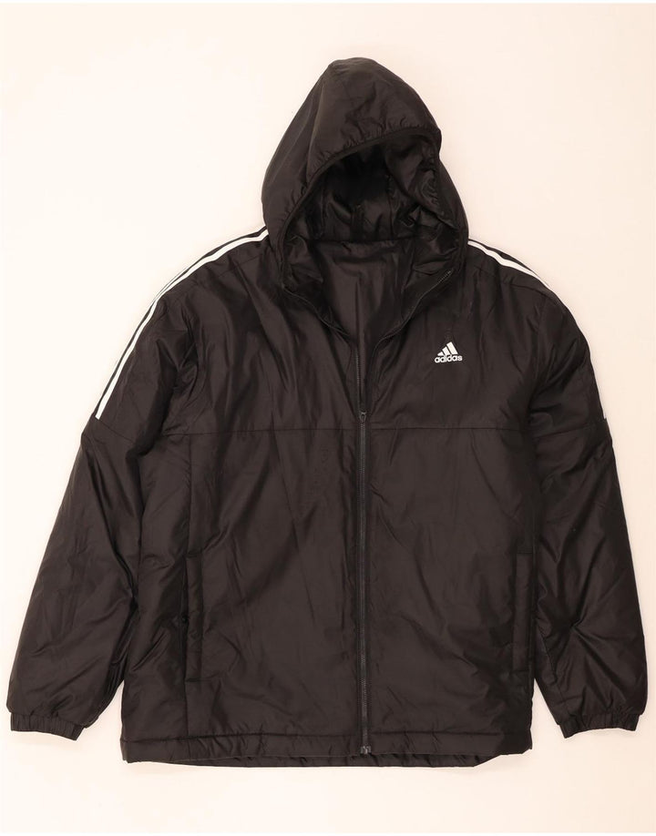 Adidas Herre Hooded Windbreaker Jacket UK 44 2XL Sort Polyester