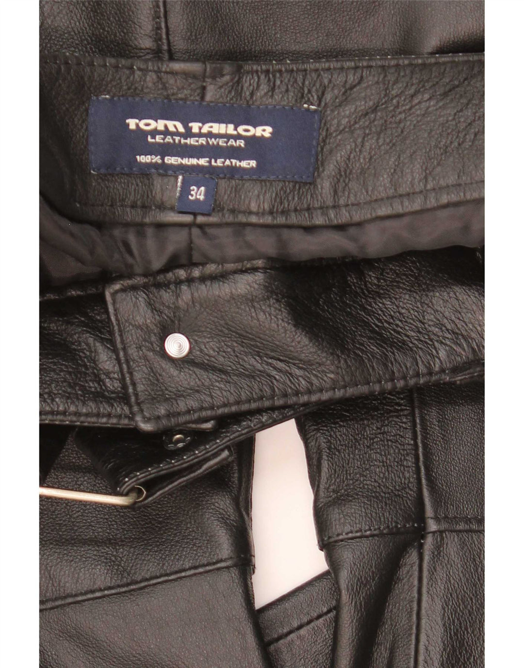 Tom Tailor Dame Bootcut læderbukser EU 34 XS W28 L32 sort læder