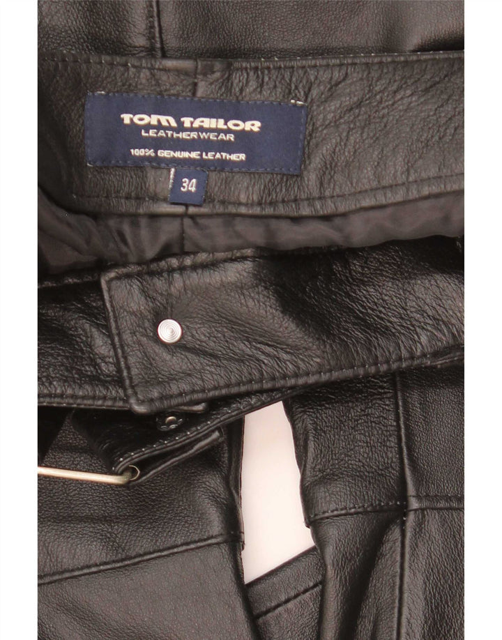 Tom Tailor Dame Bootcut læderbukser EU 34 XS W28 L32 sort læder