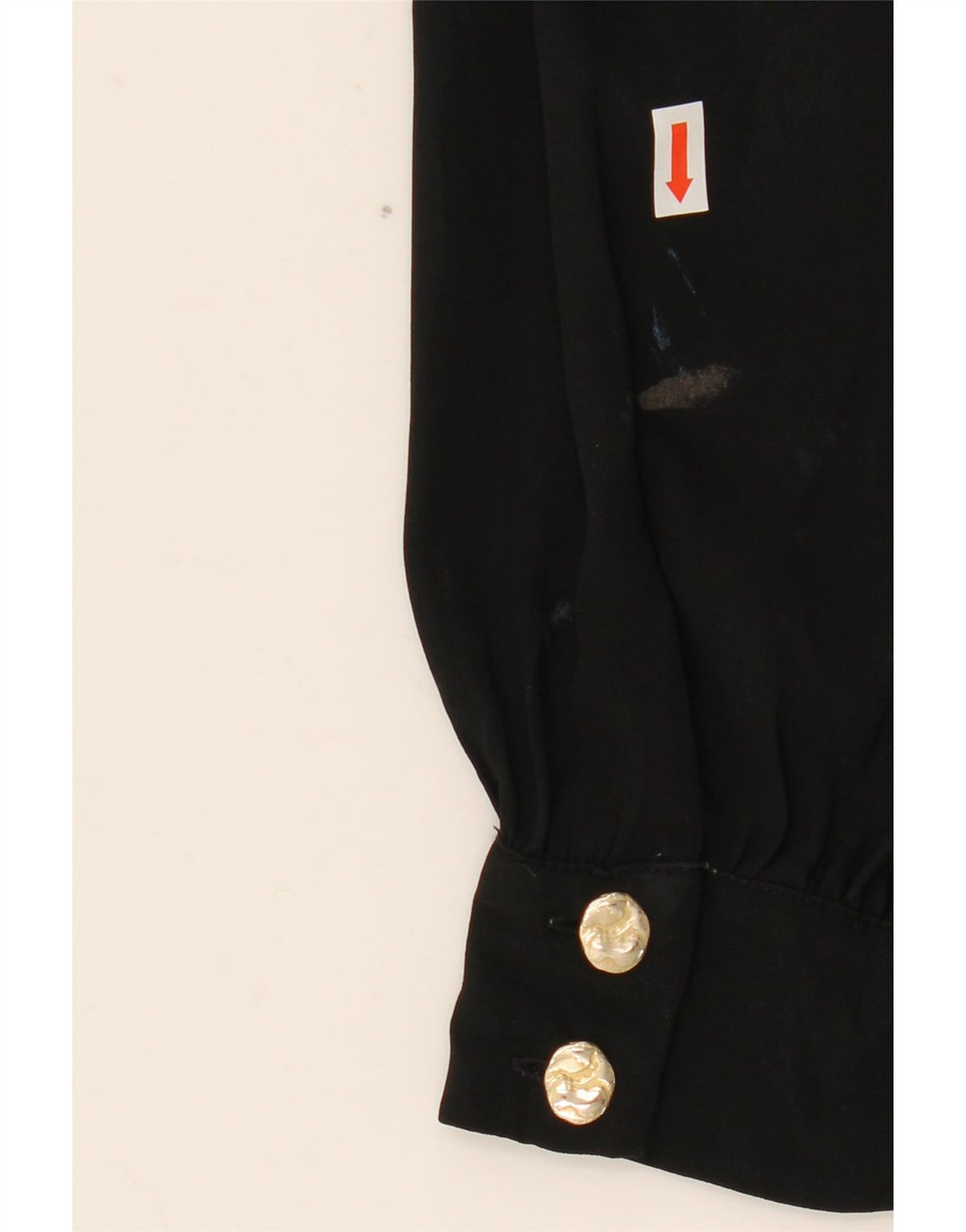 Zara Dame Langærmet Front Tie Bluse Top UK 10 Small Black Polyester