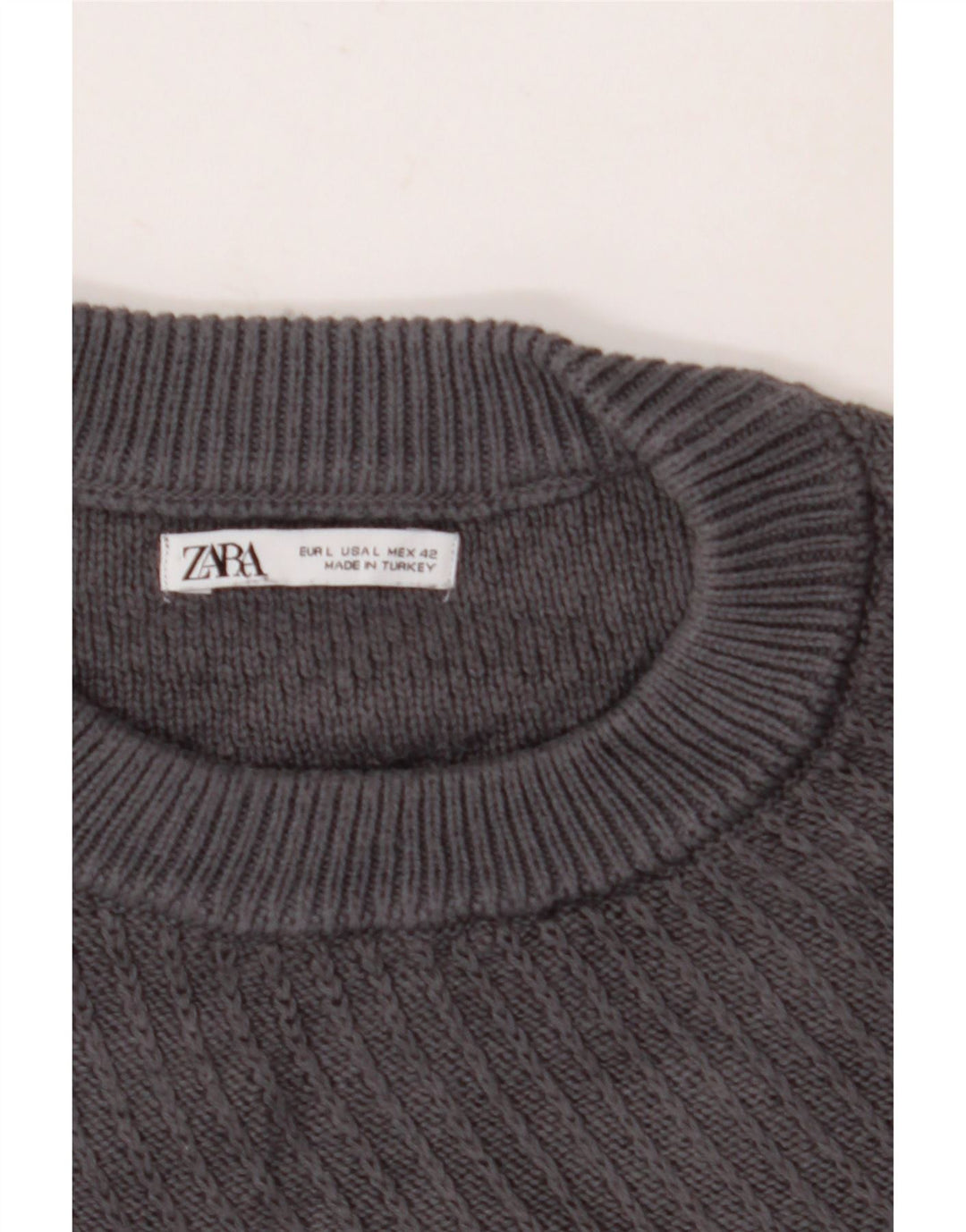 ZARA Herre Loose Fit Jumper Sweater med rund hals, stor grå