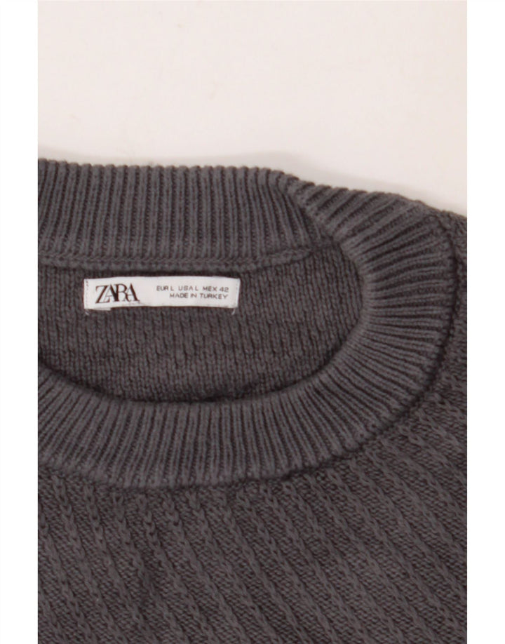 ZARA Herre Loose Fit Jumper Sweater med rund hals, stor grå
