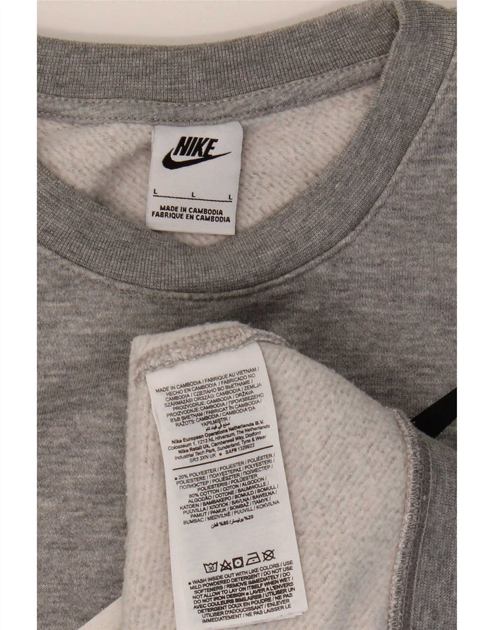 Nike grafisk sweatshirt til mænd, stor grå bomuld