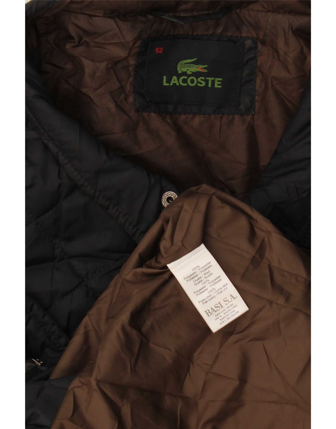 Lacoste Herre quiltet jakke IT 52 XL Navy Blue Polyester
