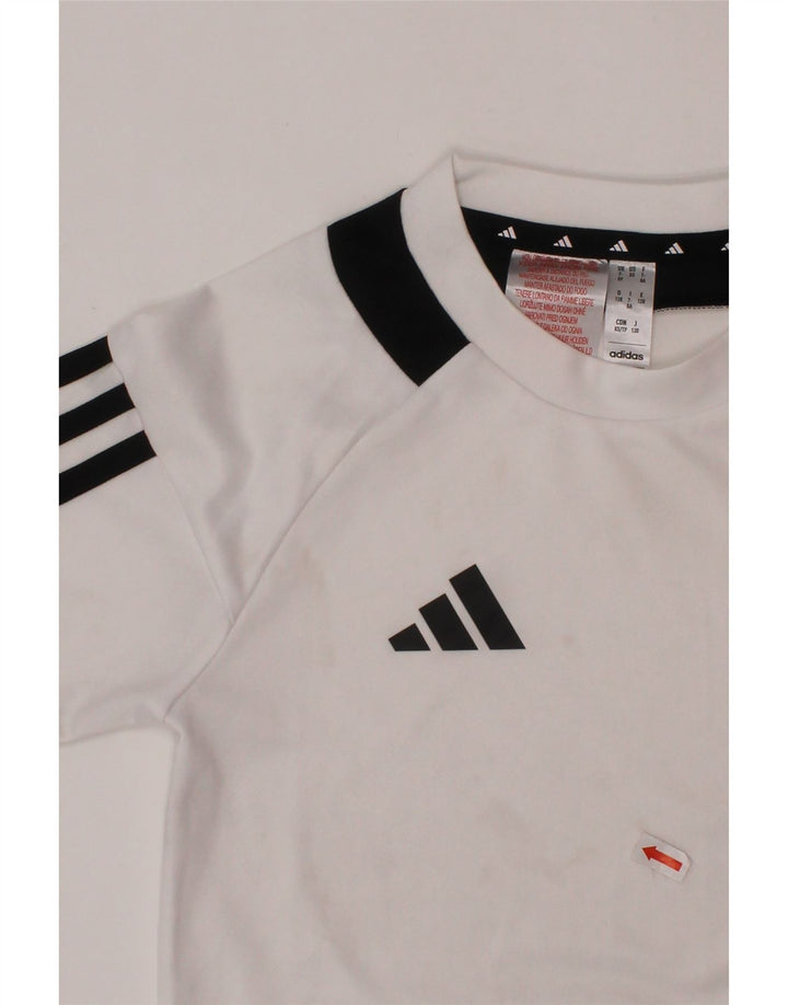 ADIDAS Boys Aeroready T-Shirt Top 7-8 år Hvid Colourblock Polyester