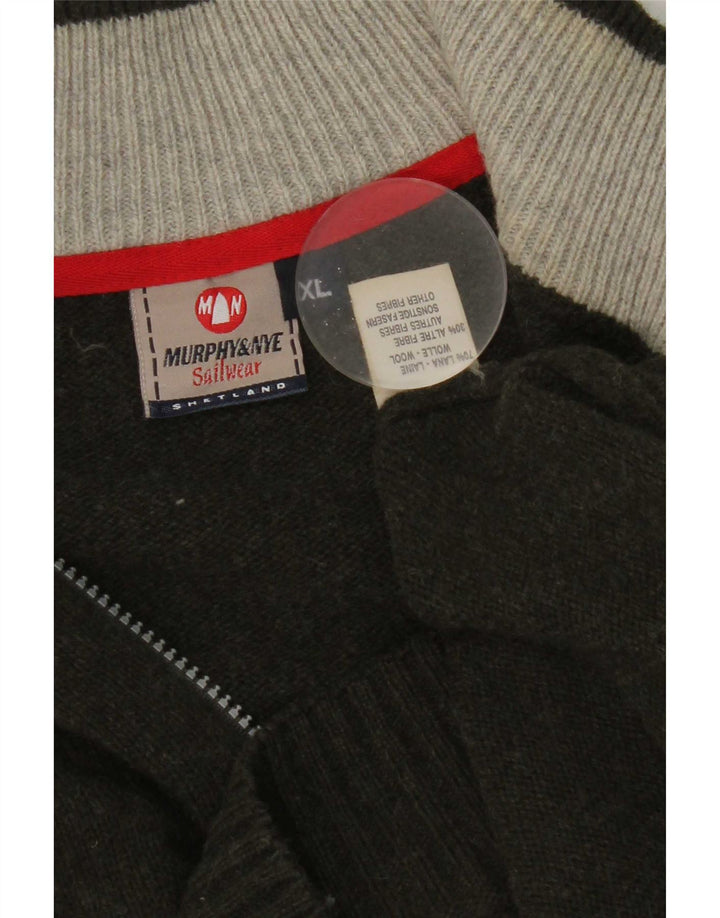 Murphy & Nye Herre Zip Neck Jumper Sweater XL Grøn uld