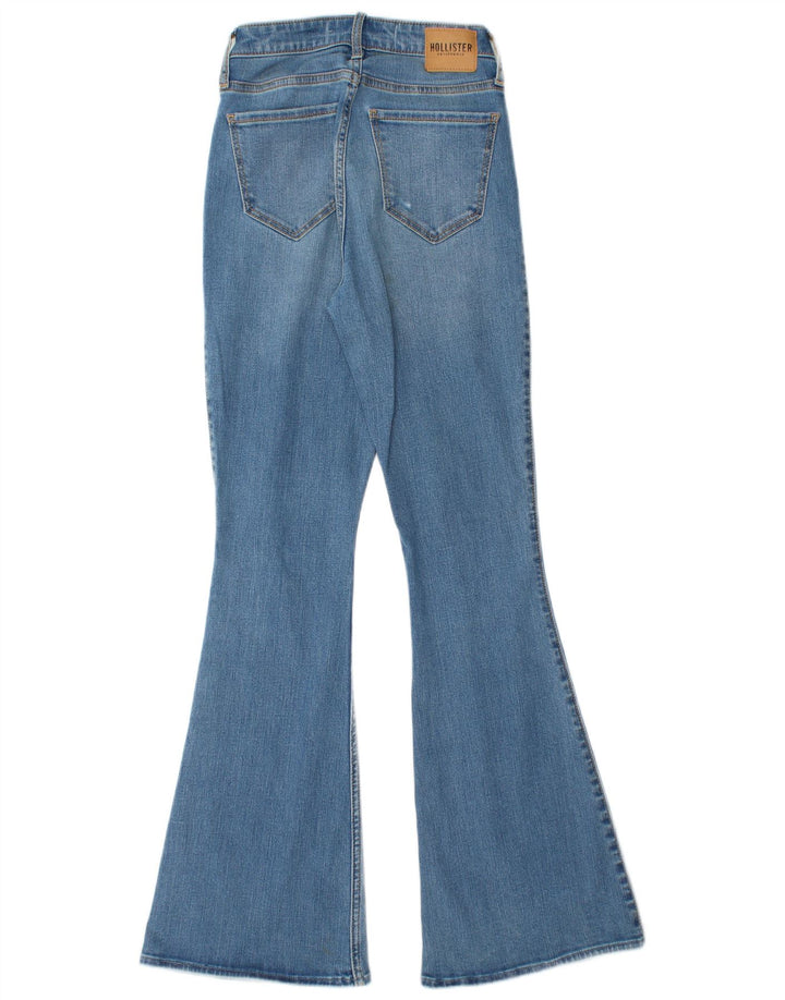 HOLLISTER Womens Curvy Distressed High Rise Flared Jeans W25 L32 Blue