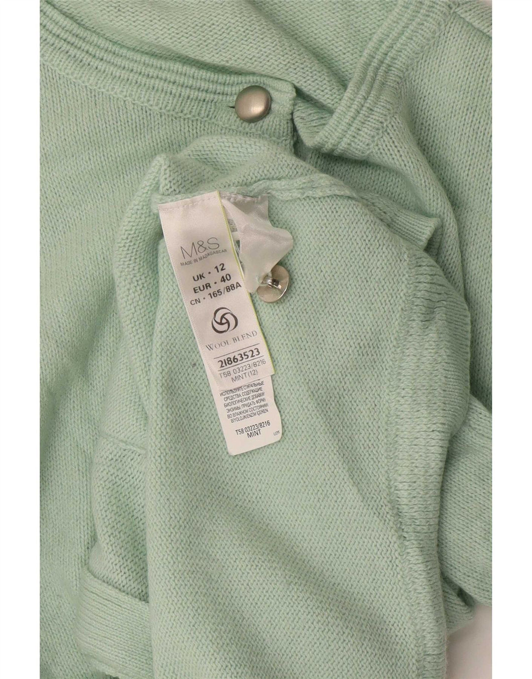 Marks & Spencer Dame Cardigan Sweater UK 12 Medium Green Acryl