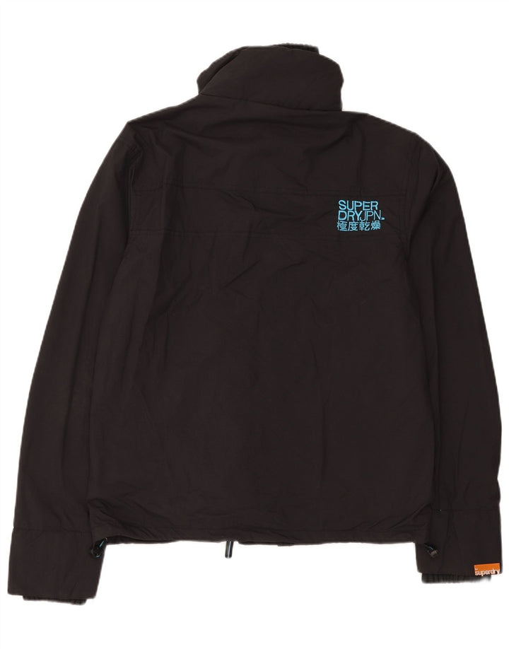 SUPERDRY Dame Grafisk Oversized Windbreaker Jacket UK 14 Medium Sort