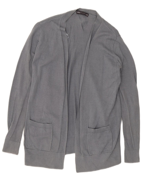 Marks & Spencer Womens Open Cardigan Sweater UK 12 Medium Grey Bomuld