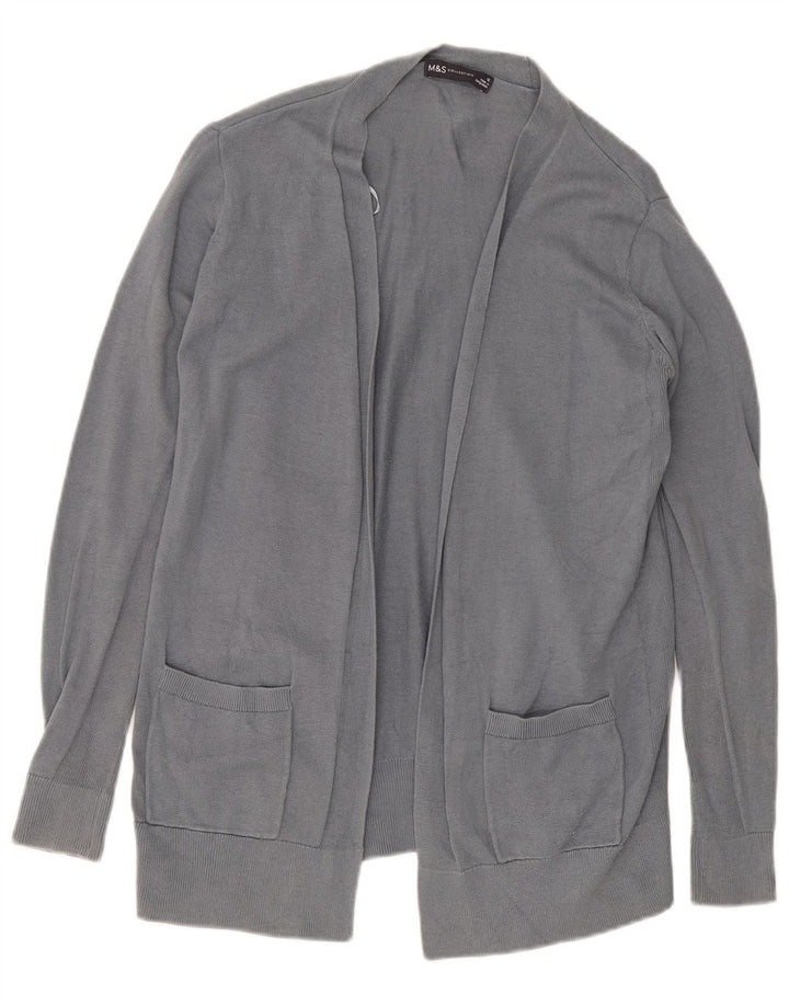 Marks & Spencer Womens Open Cardigan Sweater UK 12 Medium Grey Bomuld