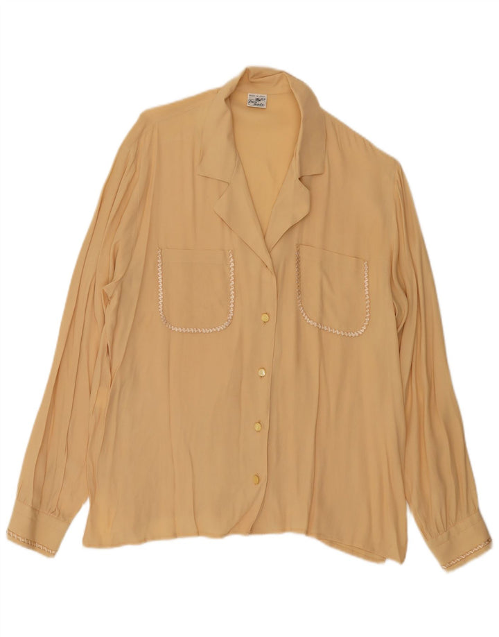 Vintage dameskjorte bluse IT 46 Large Beige Acetate
