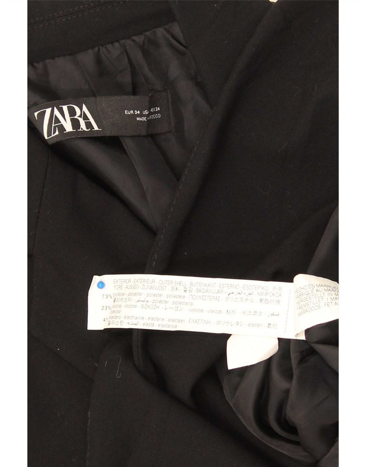 Zara Dame 1 Knap Blazer Jakke EU 34 2XS Sort Polyester