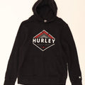 HURLEY Mens Graphic Hoodie Jumper Medium Black Cotton Vintage Hurley and Second-Hand Hurley from Messina Hembry 