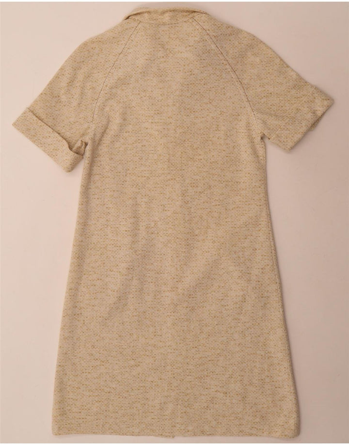 Vintage Dame Shift Dress UK 14 Medium Beige Flecked