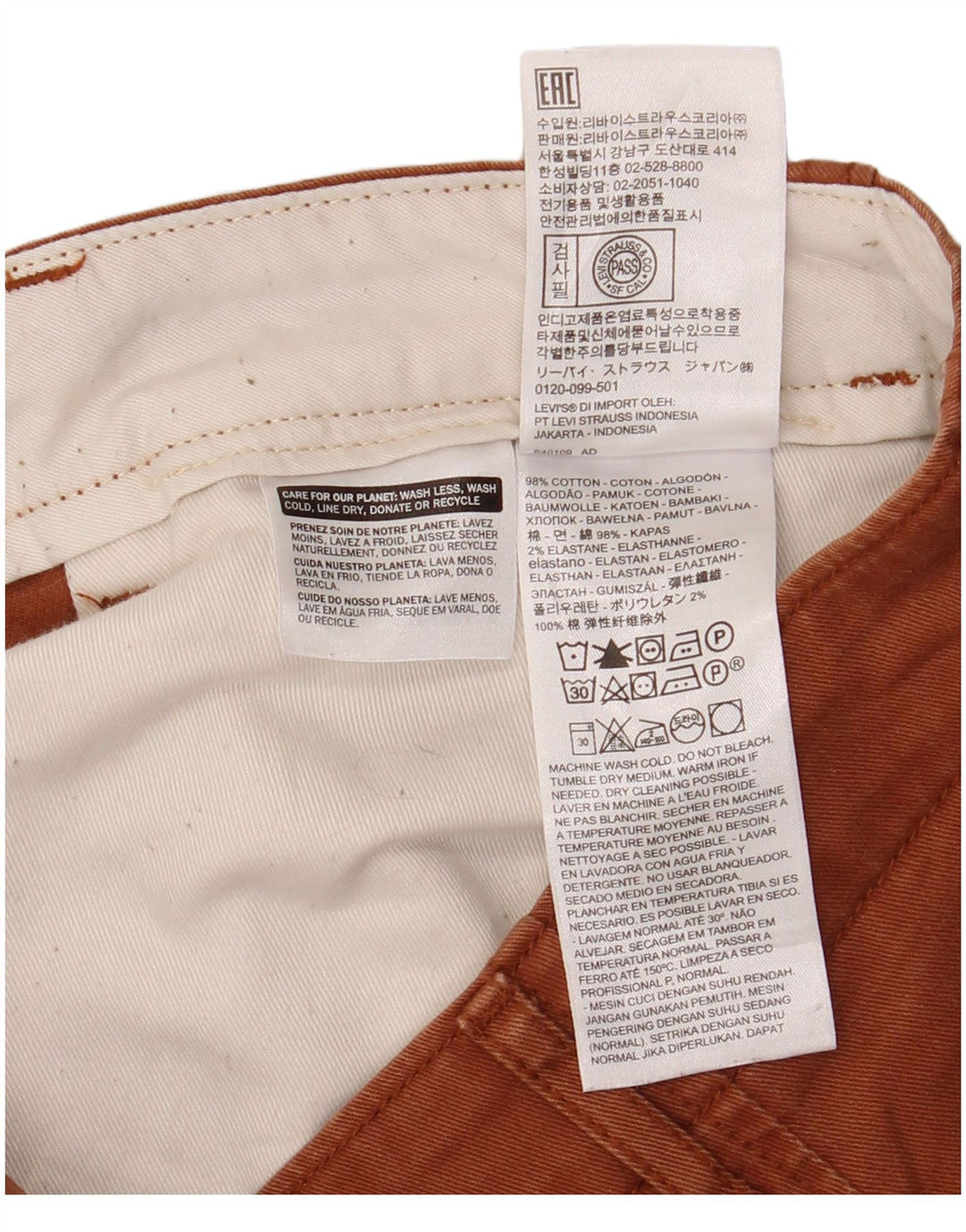 Levi's Chino Shorts til mænd W38 XL brun bomuld
