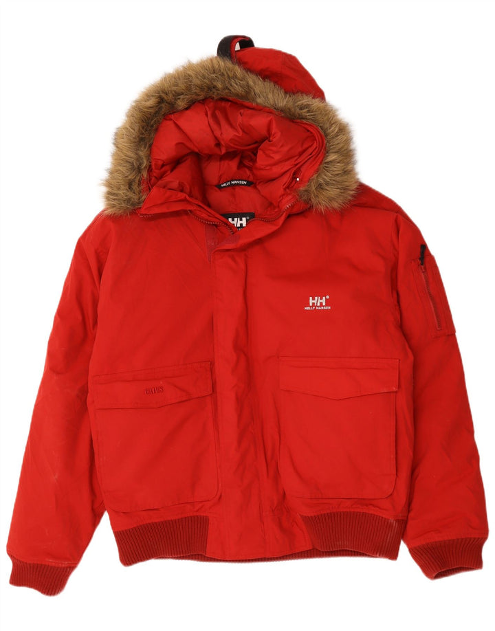 Helly Hansen Herre hættepolstret jakke UK 40 Stor rød nylon